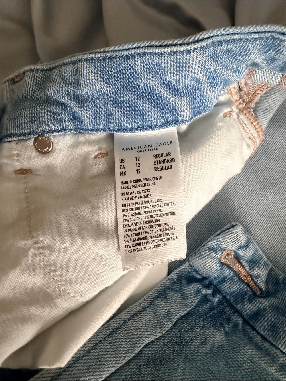 American Eagle Outfitters Light Blue Distressed Straight Leg Jeans - Picture 2 of 8